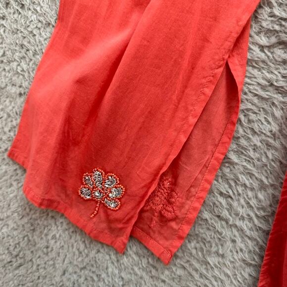 Bandolino Size 12 Cover-Up Salmon Color Embroidered Sequins Side Ties Beach - Picture 8 of 12